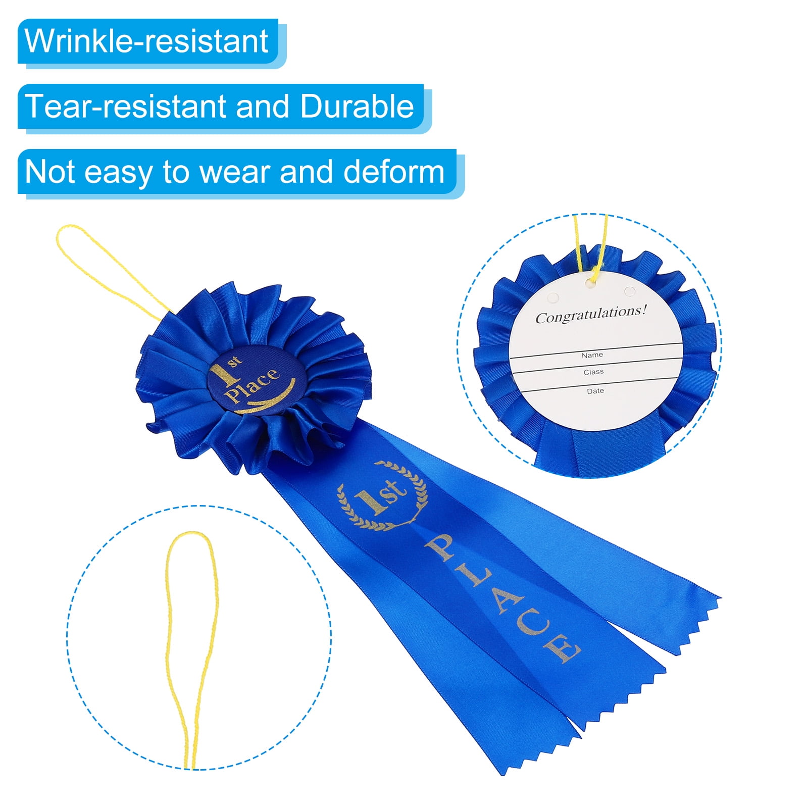 Uxcell Blank Award Ribbon, Ribbon Honorable Prize Recognition Ribbon, 3Color 3Pcs
