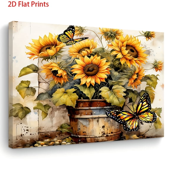 Charming Sunflower Canvas Wall Art - Wooden Framed Print for Home & Office Decor, Perfect Gift for Any Occasion,