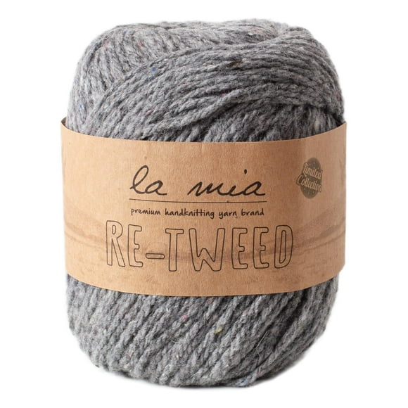 1 Ball La Mia Re-Tweed Knitting Yarn,%40 Wool%40 Polyester%20 Acrylic, 3.5 Oz (100 g) / 202 Yrds (185 m), Worsted, Grey - L149