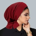 thumbnail image 2 of UTSJKR Pre Tied Bandanas Headscarf for Women - Solid Wave Comfy Caps Headwrap Chemo Turban Headwear Hats Wine, 2 of 2