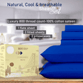 thumbnail image 3 of Egylin 800 TC 100% Egyptian Cotton 5 Pieces Split Sheets Sets for Adjustable beds Sheet Fits Upto 18" Deep Pocket , 1 Flat Sheet 2 Fitted Sheet and 2 Pillowcase ( Egyptian Blue , Queen ), 3 of 5
