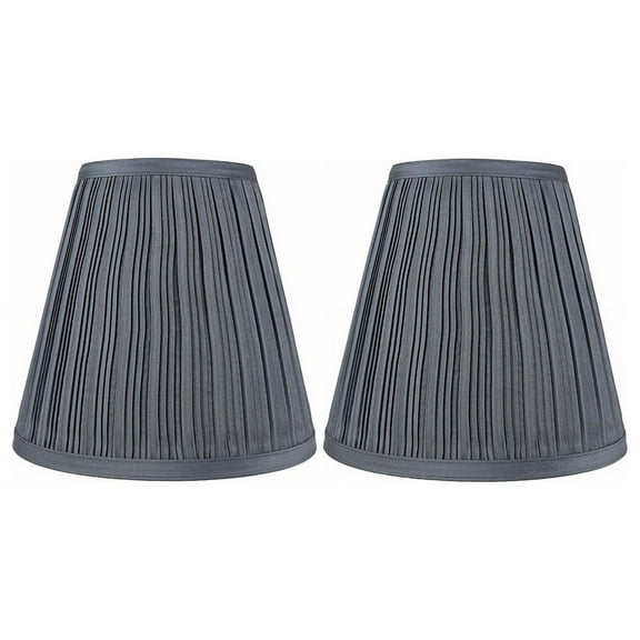 Urbanest Empire Lamp Shade 5x9x8.5", Gray Pleated Faux Silk, Set of 2