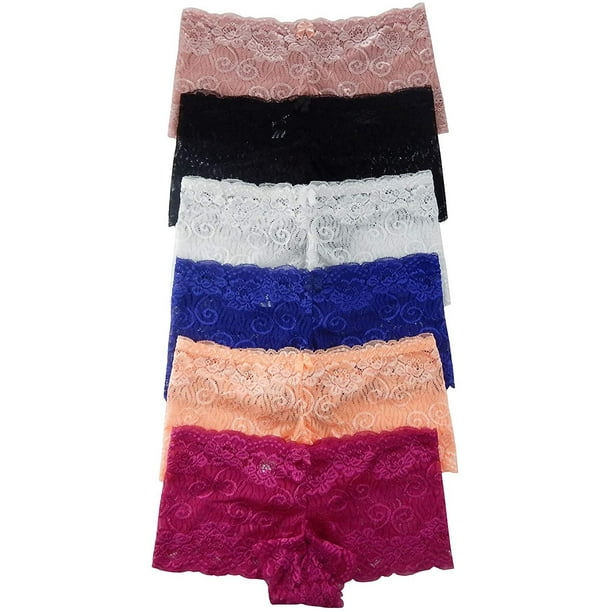 Iheyi - Iheyi 6 Pack of Women's Regular & Plus Size Lace Boyshort Panties Panty Underwear