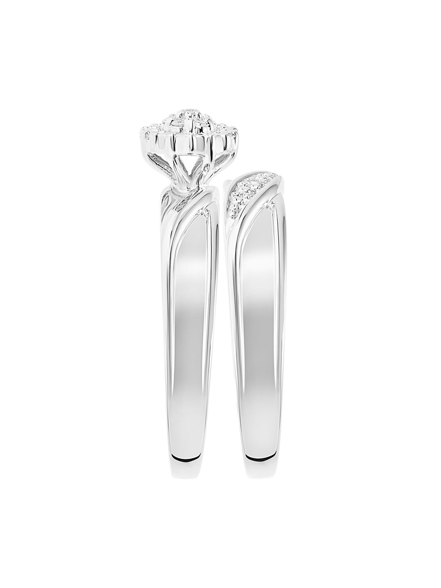 Diamond-Accent 10KT White Gold Diamond Cluster "Tranquility" Women's Bridal Set by Keepsake