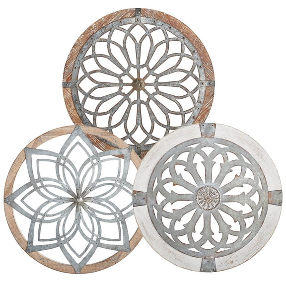 PAMINGONO Retro Flower Shaped Acrylic Wall Decor Multi Indoor Use 3Pcs