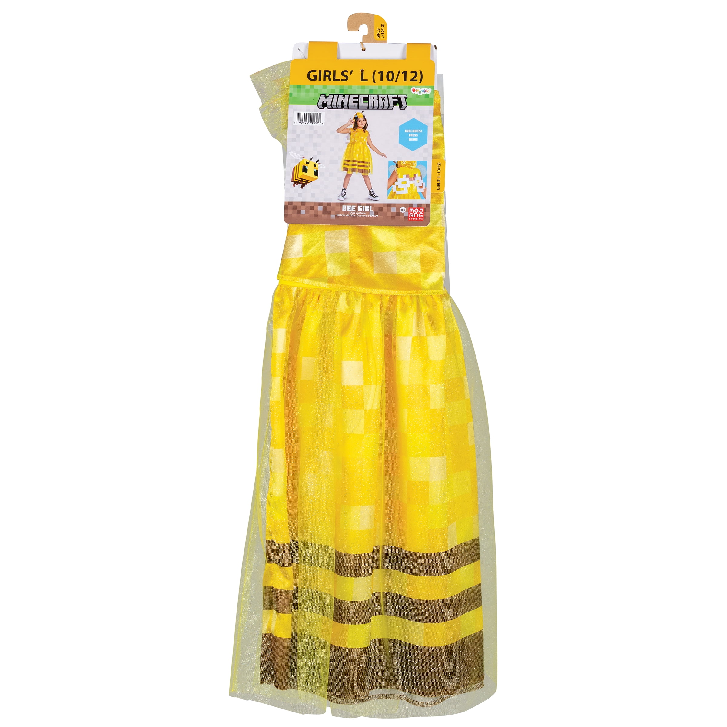 Minecraft Bee Halloween Costume for Children, Girls Size L (10/12), by Disguise