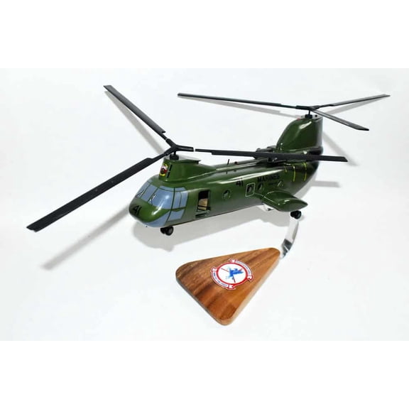 HMM-161 Greyhawks (1970s) CH-46 Model, 1/38 (14") Scale, Mahogany, Phrog