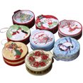 thumbnail image 2 of Christmas Round Bump Tinplate Candy Box Biscuit Can Wreath Patterned Wedding Gift Box Exquisite Candy Jar Tea Leaf Container for Christmas Xmas Party, 2 of 7