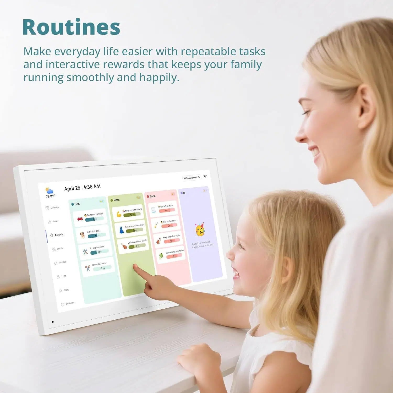 KABB Calendar: 15-inch Digital Calendar & Chore Chart, Smart Touchscreen Interactive Display for Family Schedules – Wall Mount Included, Great for Organizing Your 2026 Calendar