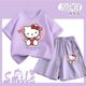 thumbnail image 1 of Traje de verano Hello Kitty para niñas, pantalones cortos de manga corta, de dos piezas, finos, transpirables, de talla mediana a grande, pantalones cortos de media manga para niños, 1 of 5