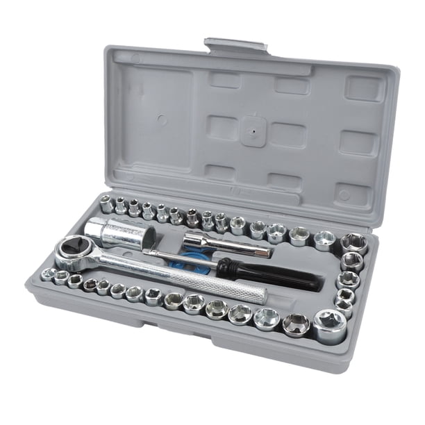 Conjunto de Zócalo de Transmisio, Sae Metric de 1/4 Pulgadas 3/8 Pulgadas Kit de Zócalo de Transmision 40pcs para reparación del Hogar para automotriz
