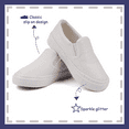thumbnail image 5 of Toddler Girls Sneakers Loafer Shoes Slip On Little Kids Boys Canvas Glimmer Glitter Sparkle Low Top Non Slip Rubber Sole Lightweight Fashion Casual White Size 9, 5 of 5