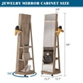 thumbnail image 2 of HNEBC 360° Rotating Jewelry Armoire with Mirror, Full Length Mirror with Storage, Mirror Jewelry Cabinet Standing with LED Lights, Lockable Jewelry Organizer Stand/Foldable Makeup Shelf (Brown), 2 of 8