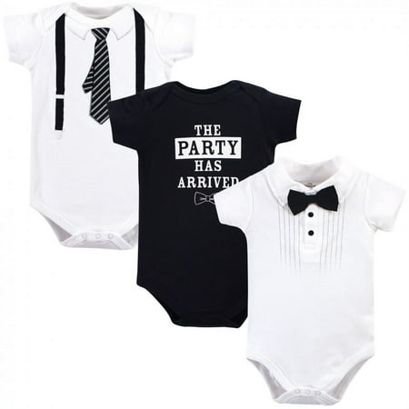 UPC: 0660168723298 | Little Treasure Baby Boy Cotton Bodysuits 3pk  Tux Tie  6-9 Months