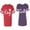 Men Red / Women Purple, variant on Fashion King Queen Unisex Couple Matching Cotton Jersey style T-Shirt Contrasting stripes on sleeves (Men Red / Women Black) (Men S / Women S)