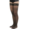 thumbnail image 5 of ToBeInStyle Womens Modern Chic Glimmer Cable Net Thigh High Stockings - Black - One Size, 5 of 8