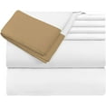 thumbnail image 3 of Dual Tone Sheet Set 4 Piece - 400 Thread Count - 12" Deep Pocket - 100% Egyptian Cotton - Cool and Breathable - Dual Color Sheet Set - Taupe & White Solid, Full Size., 3 of 5