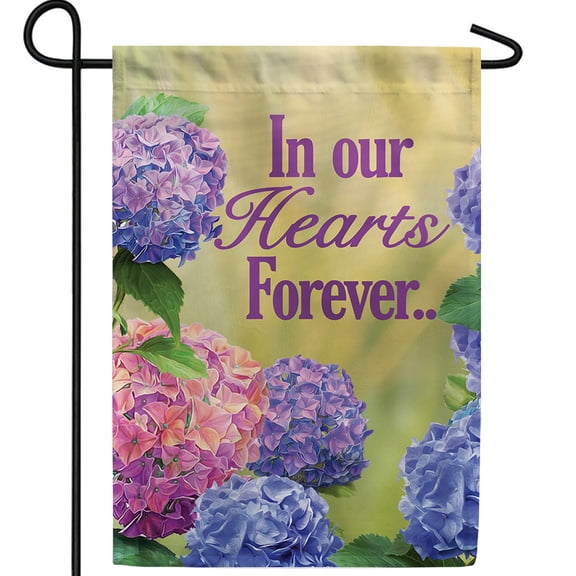 America Forever Garden Flag - In Our Hearts Forever, Cemetery Memorial Religious Bereavement Double Sided 12.5" x 18" Decor, Seasonal Yard Outdoor Decorative Flag