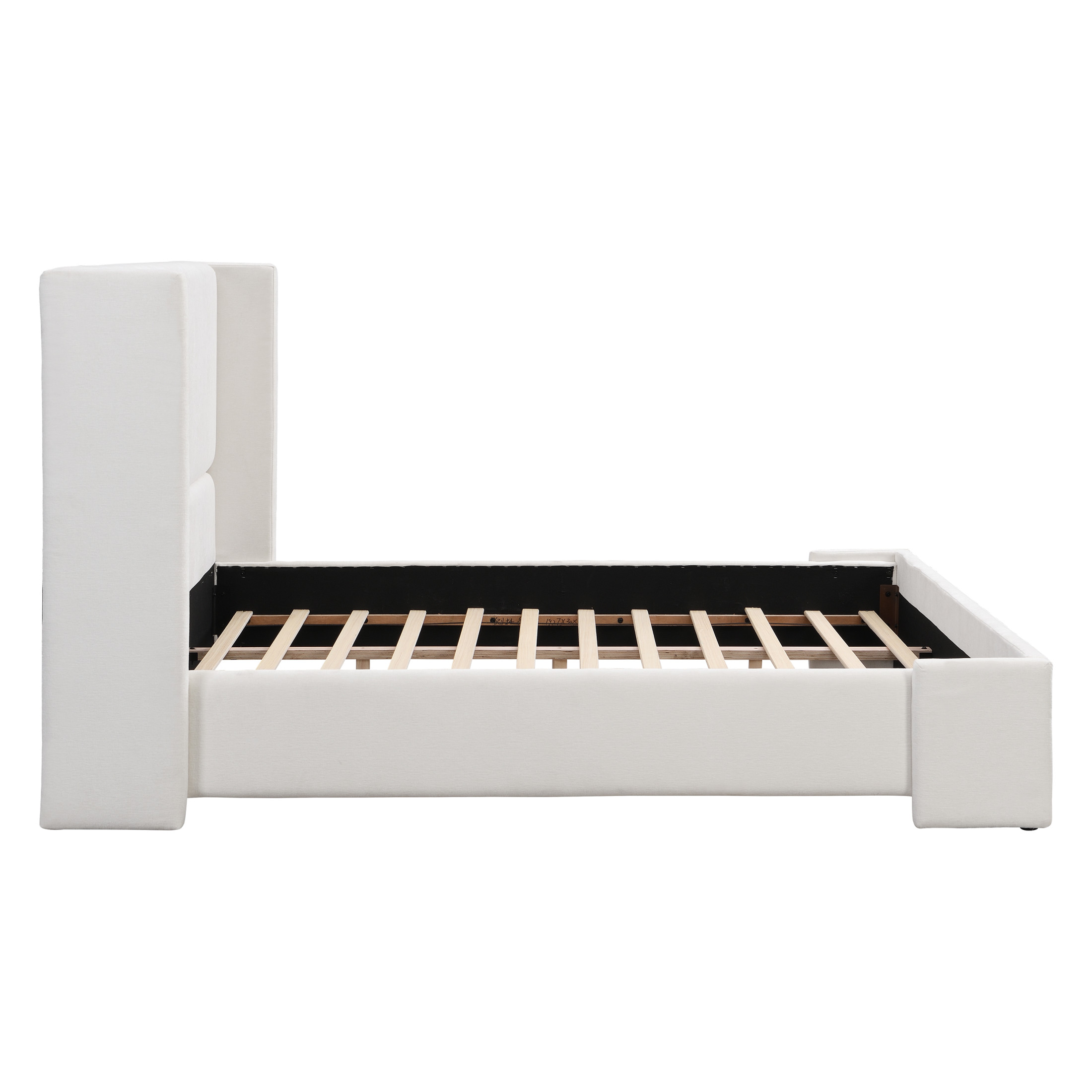Christopher Knight Home Modern Upholstered King Bed Frame with Wingback Headboard, White