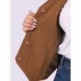 thumbnail image 5 of Agnes Orinda Women's Plus Size Suit Vest Corduroy Lined Waistcoat V Neck Sleeveless Jacket Outerwear Work Blazer with Button 1X Brown, 5 of 6