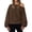 Brown #055, variant on Women's Off The Shoulder Sweatshirt Asymmetrical Banded Bottom Long Sleeve Crop Tops Pullover, XL