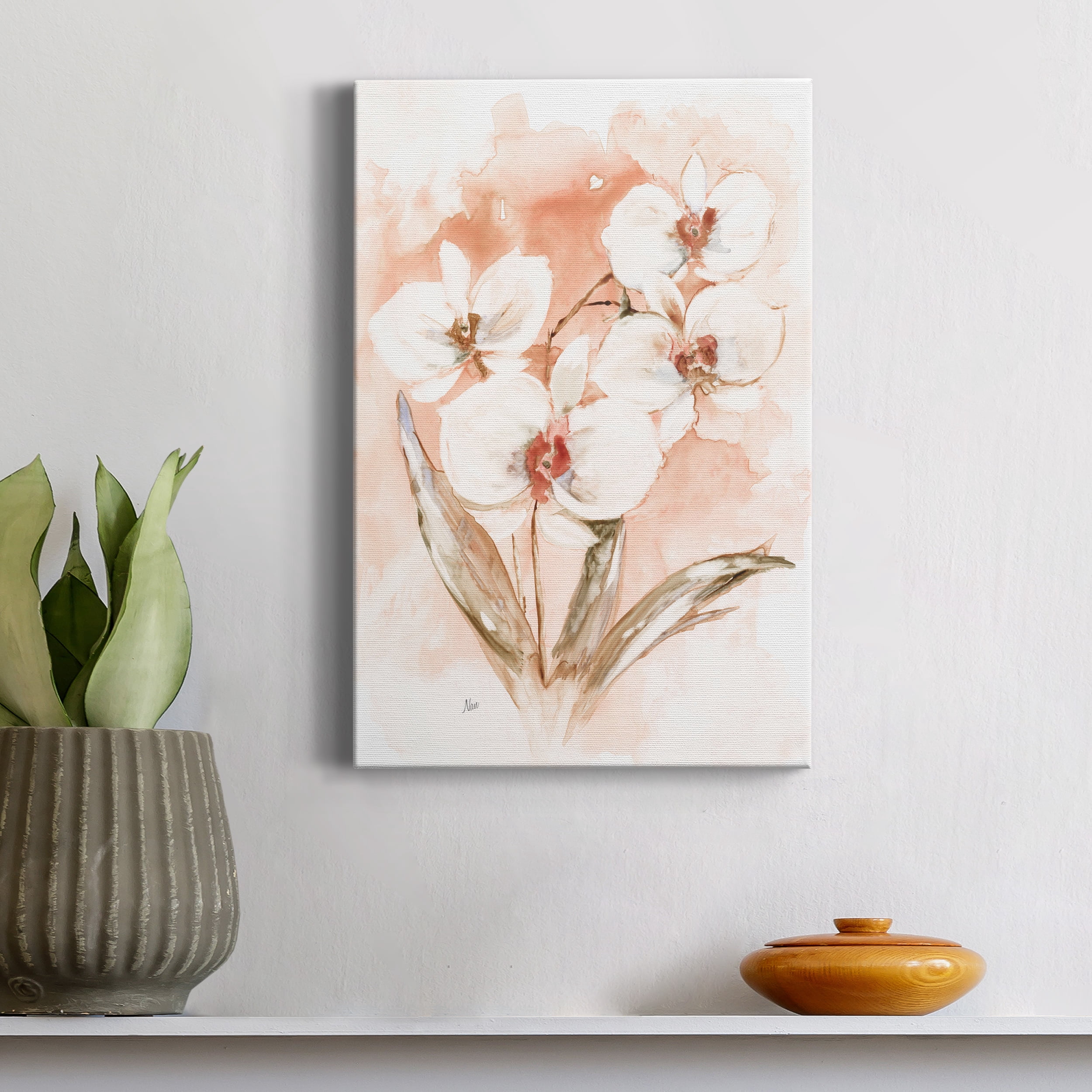 White and Coral Orchid I Premium Gallery Wrapped Canvas - Ready to Hang - 24 x 36
