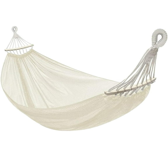Breathable Ice Silk Mesh Hammock ,74.8"x51.18" Non-Rollover Outdoor Swing for Adults & Kids, Foldable with Metal Rings, White