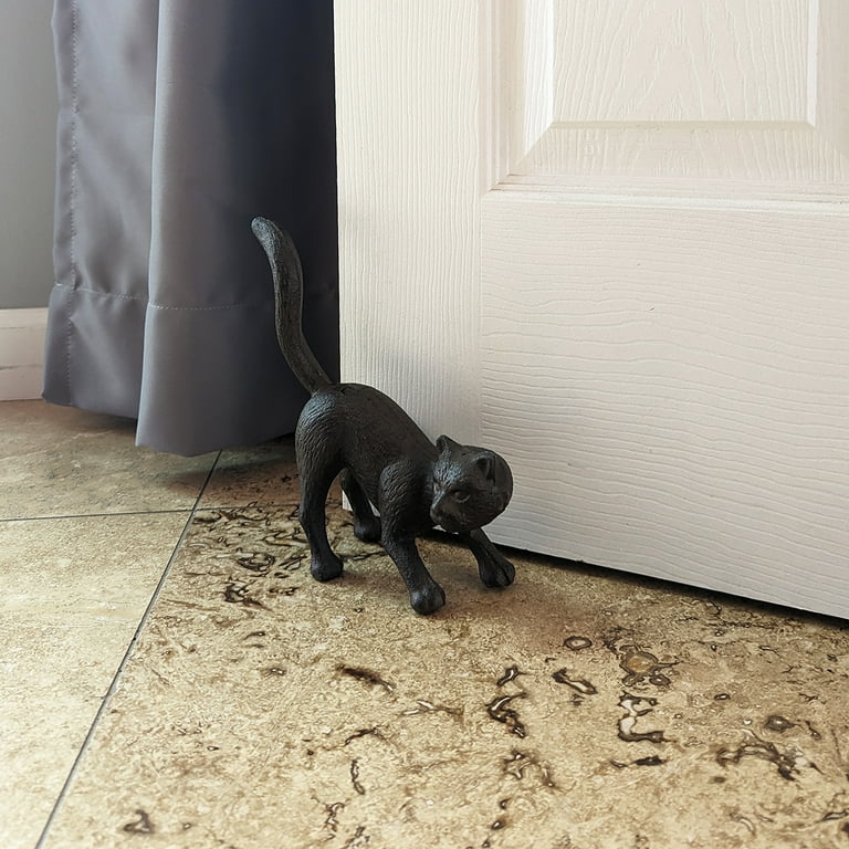 Cast Iron Cat Door Stop Stopper Outdoor Yard Art Patio Garden Statue Home Decor