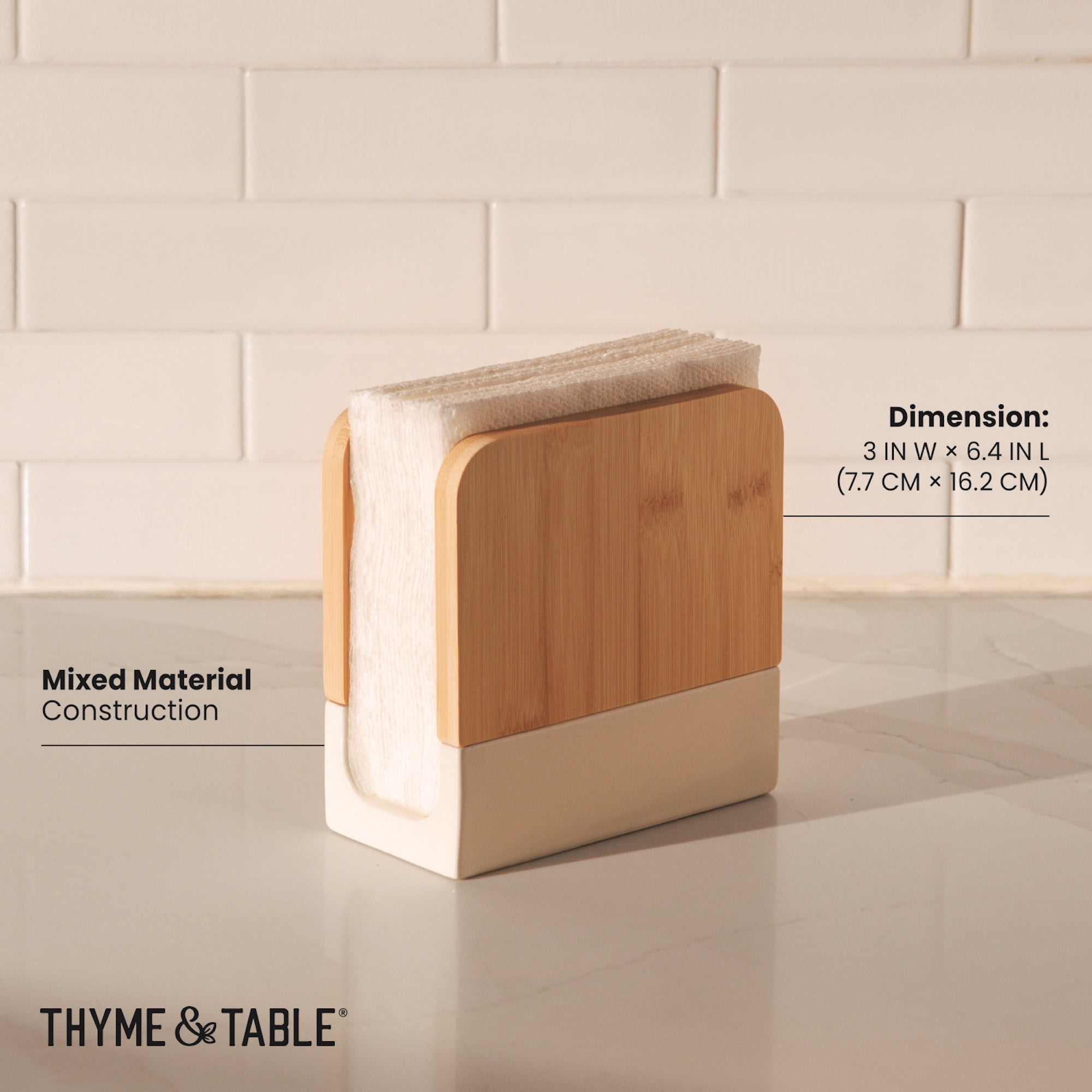Thyme & Table Ceramic Bamboo Napkin Holder