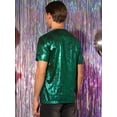 thumbnail image 5 of Unique Bargains Men's Metallic Shiny T-Shirt Round Neck Short Sleeves Sparkle Tee Top M Green, 5 of 5