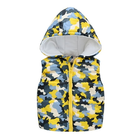 

Fsqjgq and Hoodie Warm Coat Kids Toddler Sleeveless Hooded Camouflage Windproof Baby Boys Girls Boys Outfits&Set Baby Boy Clothes 5 Months Yellow 120
