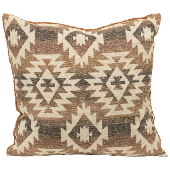 Northlight Southwestern Pattern Square Throw Pillows - 17" x 17" - Brown and Beige - Set of 2