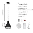 thumbnail image 3 of FSLiving Battery Run Wireless USB Charging Dimmable Remote Control 5V LED Pendant Lighting Vintage Design Black Metal Lampshade Light Fixture for Laundry Dorm Bedroom Easy to Install-1 Pack, 3 of 6