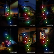 QiShi Color-Changing Solar Powered Lanterns Wind Chime Wind Moblie LED Light, Spiral Spinner Windchime Portable Outdoor Chime for Patio, Deck, Yard, Garden, Home