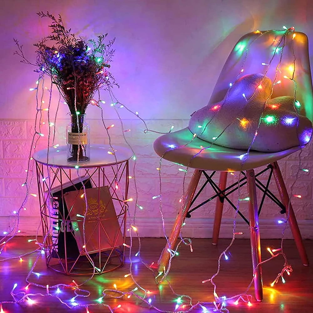DONGPAI 32Ft 100LEDs Christmas String Light, 8 Lighting Modes Outdoor Waterproof Christmas Lights for Indoor Outdoor Wedding Party Home Garden Decoration, Multicolor