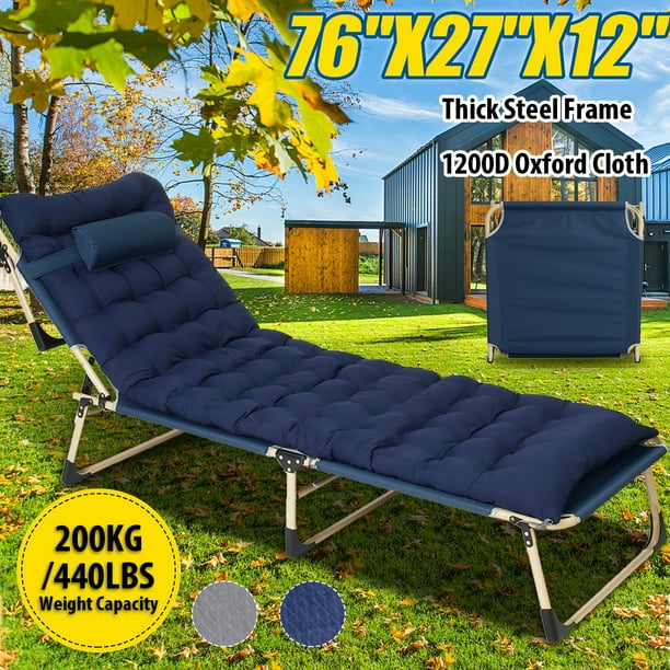 6.2FT Portable Outdoors Camping Cot Folding Collapsible Cot w/ Cushion