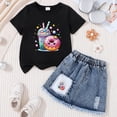thumbnail image 2 of TOWED22 Girls Summer 2 Piece Outfits Short Sleeve Butterfly Print Tops and Denim Jean Skirt Sets Kids Tracksuits 3-7 Years(X,6-7 Y), 2 of 3