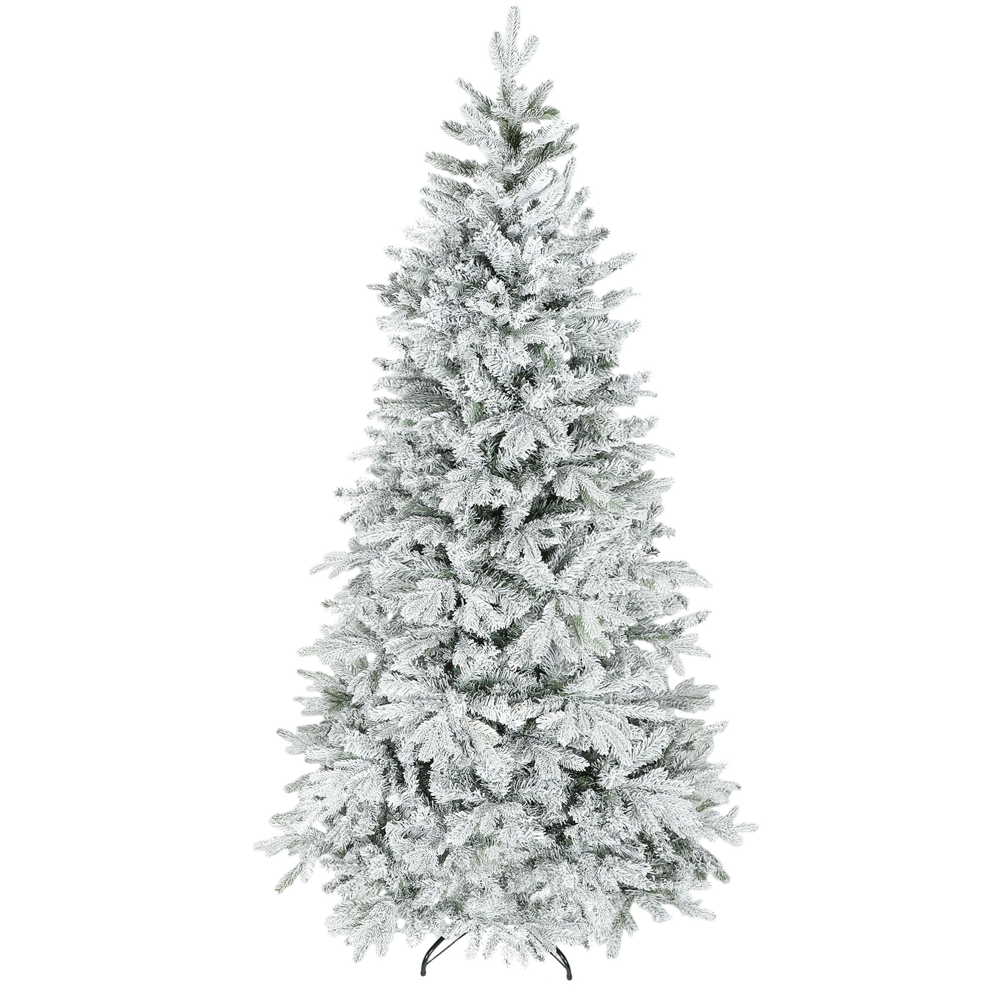 7.5 ft Artificial Frosted Christmas Tree with Realistic Branches, Full Spruce, Hinged Xmas Tree, Easy Assembly