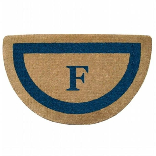 Nedia Home O2090F 22 x 36 Po Cadre Monophoto Bleu Robuste Tapis Coco - Monogrammé F Demi-Rond
