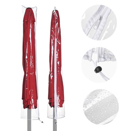 Yescom Portable Waterproof Outdoor Patio Umbrella Cover Bag Clear PVC Protective w/ Zipper Fit 6  7  8  9  10  Umb