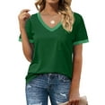 thumbnail image 4 of MOSHU V-Neck Women T Shirts Short Sleeve Loose Summer Tops for Women with Pocket, 4 of 10