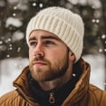 thumbnail image 5 of Gorro Scotamalone de punto con puños unisex, color beige, 5 of 5