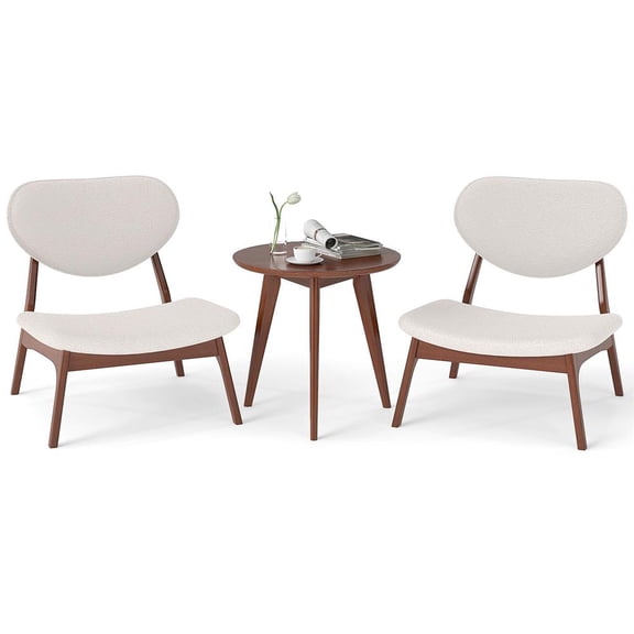 Topcobe Accent Chairs Set of 2 with Side Table and Solid Wood Frame, Modern Furniture for Living Room, Practical, Easy to Assemble-Beige