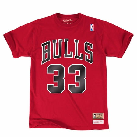 Chicago Bulls Red Jersey - Scottie Pippen Chicago Bulls NBA Mitchell & Ness Red Hardwood Classics Retro Player N&N Jersey T-Shirt For Men