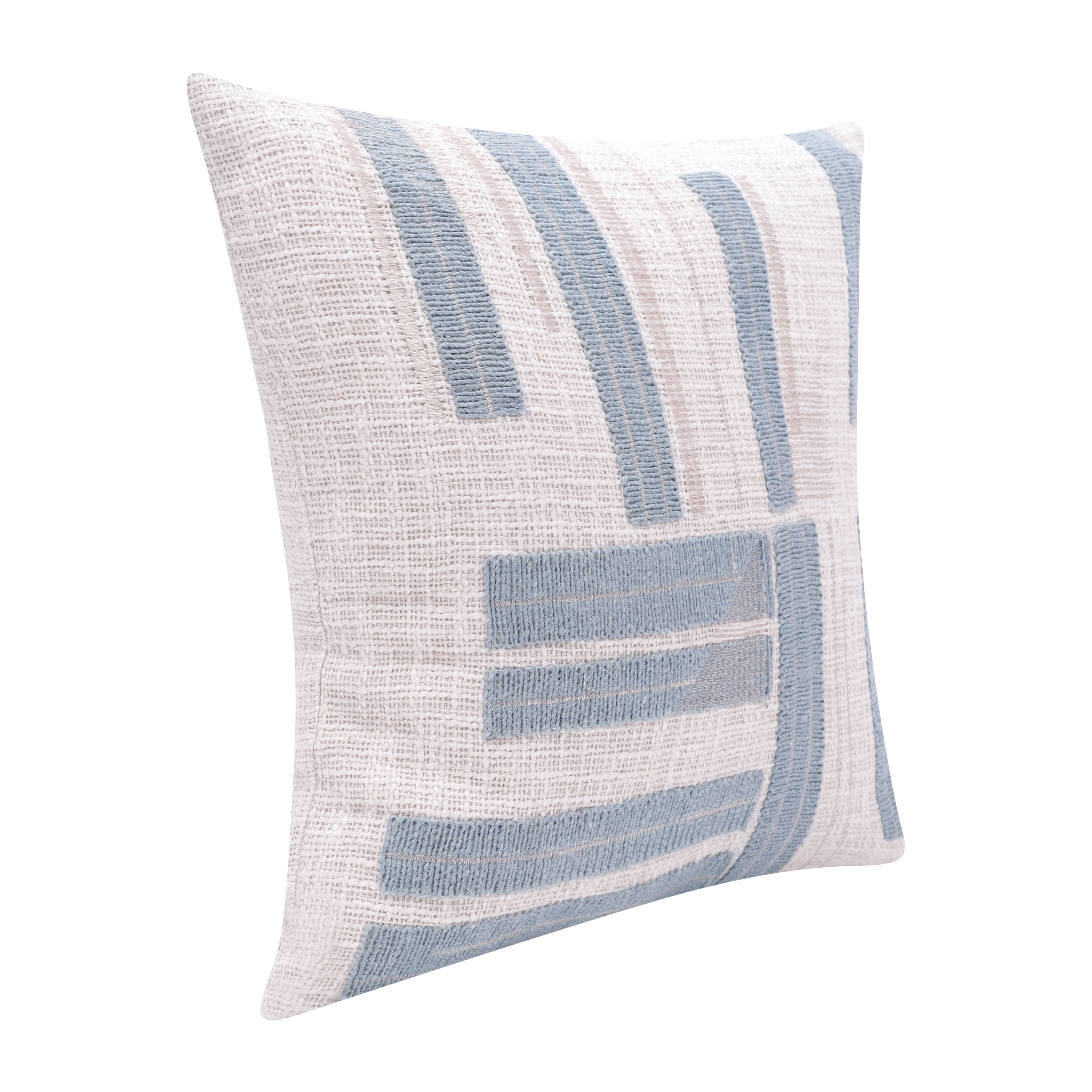 Harlow Hill Stacy Garcia 20" x 20" Ocean Blue/Ivory Striped Cotton Blend Adult Decorative Throw Pillow Cover