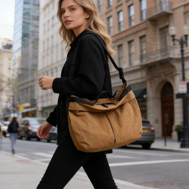 Bolso bandolera grande para mujer, bolso de hombro tipo tote de lona para el día a día, viajes, trabajo y compras: bolso versátil e informal.