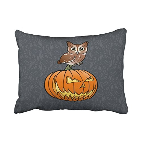 RYLABLUE Halloween Eastern Screech Owl Throw Pillow Covers Cushion Cover Case 20X30 Inches Pillowcases Two Side