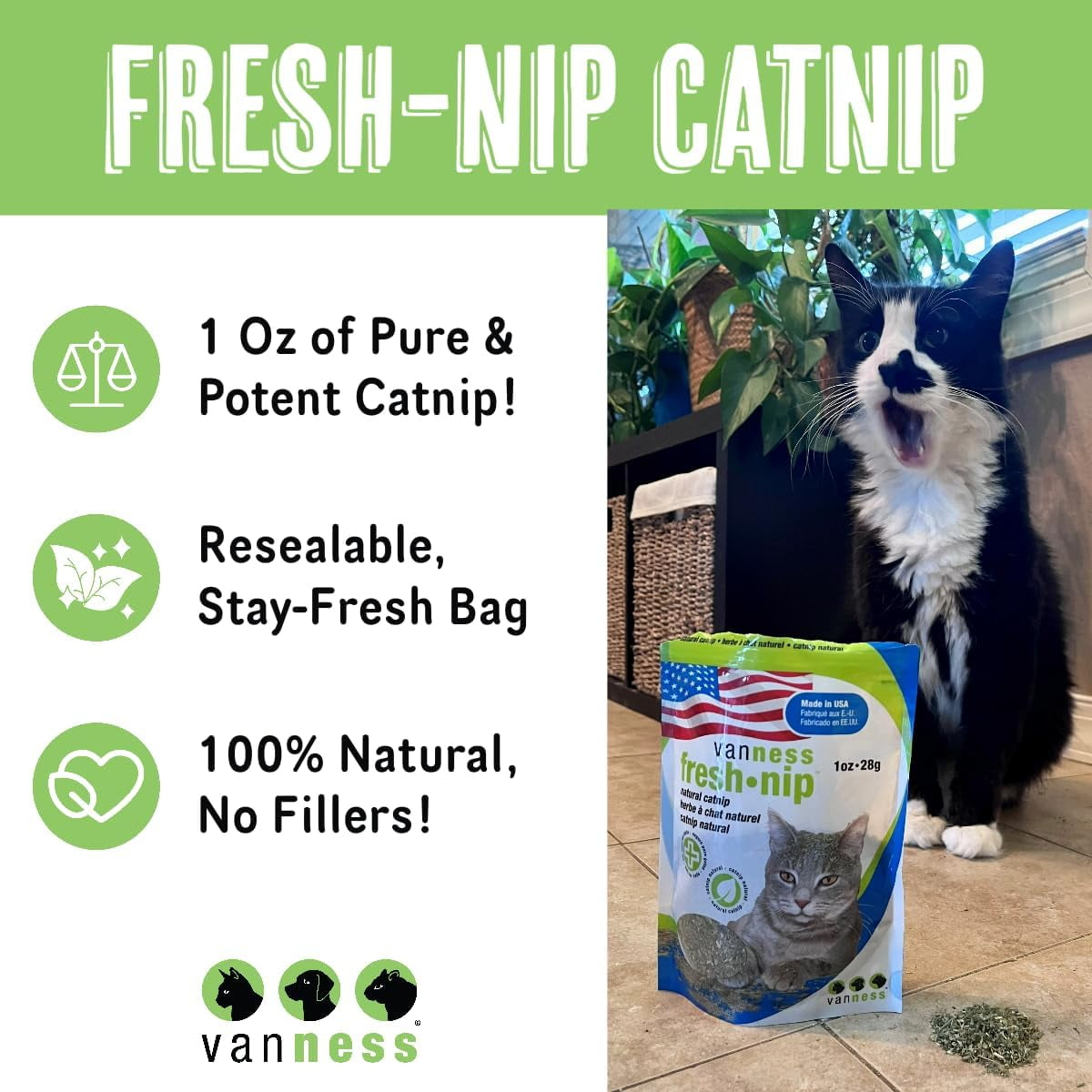 Van Ness Fresh Nip Organic Catnip 1oz - 100% Safe for Cats