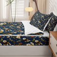 thumbnail image 5 of Erosebridal Retro Bee Zipper Twin Comforter Sets with Fitted Sheet and 2 Pillowcases,Bohemian Flower Zipper Bedding Set,Navy White,Reversible,4pcs, 5 of 8