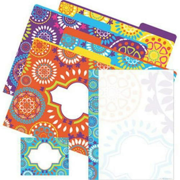 Barker Creek Get Organized Office Kit, Moroccan, with 12 Coordinating Designer File Folders, 50 Sheets of Colorful Computer Paper, and 45 Versatile Self-Adhesive Labels/Name Tags (115)